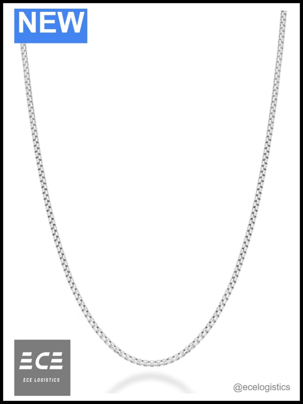 Italian 925 Sterling Silver 2mm Box Chain Necklace Unisex 18 Inch